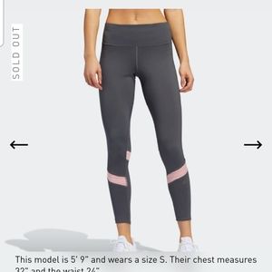 Grey & Pink Adidas 7/8 Tights Size L